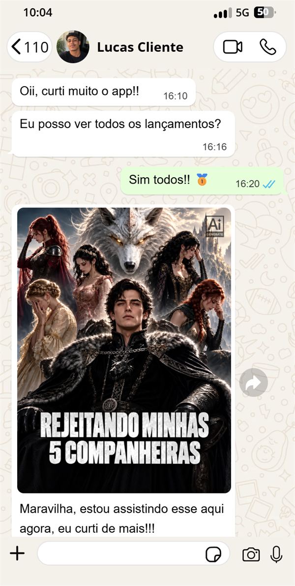 Depoimento de cliente assistindo a série